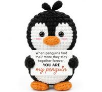 Anniversary Romantic Gifts for Him Her - Handmade Penguin Crochet with Card
