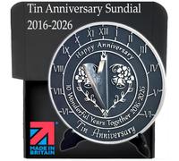 Anniversary Sundial Gift for 10th Tin Wedding Anniversary in 2026 - Recycled Metal Home Decor Or Garden Present Idea - Handmade in UK for Him, Her Parents Or Couples 10 Year Celebration