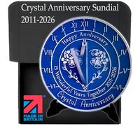 Anniversary Sundial Gift for 15th Crystal Wedding Anniversary in 2026 - Recycled Metal Home Decor Or Garden Present Idea - Handmade in UK for Him, Her Parents Or Couples 15 Year Celebration