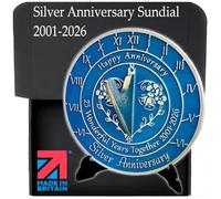 Anniversary Sundial Gift for 25th Silver Wedding Anniversary in 2026 - Recycled Metal Home Decor Or Garden Present Idea - Handmade in UK for Him, Her Parents Or Couples 25 Year Celebration