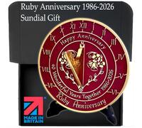 Anniversary Sundial Gift for 40th Ruby Wedding Anniversary in 2026 - Recycled Metal Home Decor Or Garden Present Idea - Handmade in UK for Him, Her Parents Or Couples 40 Year Celebration