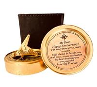 Anniversary Sundial Gift for Him or Her Sundial Clock Compass - Unique Gift for Husband or Wife, Men 1st Wedding Anniversary 50th 40th 25th 20th Year Celebration (Anniversary Sundial Leather Case)