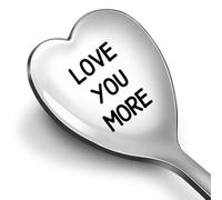 Anniversary Valentines Day Gifts for Him Her Couple, Love You More Engraved Long Handle Coffee Spoon, Birthday Christmas Presents Stocking Stuffers for Men Women Boyfriend Girlfriend Husband Wife