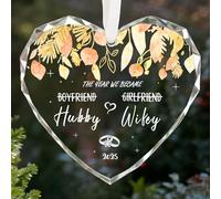 Anniversary Wedding Gifts for Him Her Bride Groom Heart Glass Keepsake Ornaments Engagement First Christmas Valentines Gifts for Couples Wife Husband Personalised Just Married Wedding Home Decorations