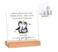 Anniversary Wedding Gifts for Him & Her, Husband Birthday Gifts, Romantic Gifts Plaque, Acrylic Gifts for Couple, Acrylic Ornament, Personalised Penguin Gifts for Wife, Husband, Boyfriend, Girlfriend