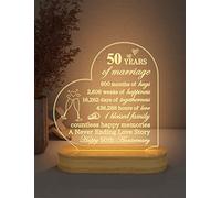 Anniversary Wedding Gifts for Him/Her, I Love You Night Light 3D Illusion Lamp for Couple Wife Husband Romantic Valentines Wedding Present (50th)