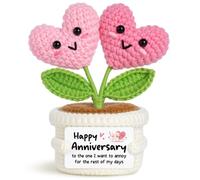 Anniversary Wedding Gifts for Women Her Him - Handmade Crochet Heart Flower