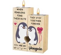 Anniversary Wedding Penguin Gifts for Couple, Heart Shaped Candle Holder, Romantic I Love You Gift for Him Her, You are My Penguin Birthday Candle Gifts for Women Girlfriend Boyfriend Wife Husband