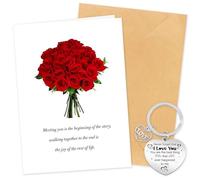 Anniversary Wife Card from Husband Wedding Anniversary Card Hearts and Roses Greeting Card with White Envelope Keyring Keychain for Valentine Wife Her Present B