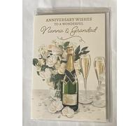 Anniversary Wishes To A Wonderful Nanna & Grandad On Your Wedding Anniversary Card Champagne/Flutes/Flowers(NC-VA246B)