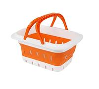 ANNIYA Portable Shower Caddy Tote Collapsible Plastic Shower Caddy Basket with Handles for Garden Vegetables Storage Organizer Basket for Bathroom Kitchen College Dorm Gym Camping RV (Orange 1 pack)