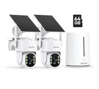 ANNKE 2.5K Wireless Security Camera Outdoor, 5MP 2-Cam Kit Solar Surveillance System, PIR Human Detection, 360° Pan&Tilt, Compatible with Alexa, Color Night Vision, No Monthly Fee, 64GB Memory Card