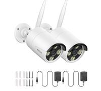 ANNKE 2 Pack 2K Add-On Security Camera Outdoor, CCTV Camera with Metal Housing, 2.4G/5Ghz WiFi, Colour Night Vision, Sound & Light Alarm, Human Detection, 2-Way Audio, IP67 Waterproof