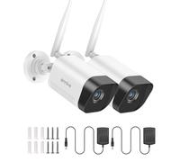 ANNKE 2 Pack 2K Add-On Wi-Fi Outdoor Security Cameras, 3MP Wireless Surveillance IP Cameras with Human Detection, Two-Way Audio, 24/7 All-Day Monitoring, IP66 Waterproof