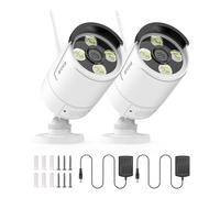 ANNKE 2 Pack 3K Add-On Security Camera Outdoor, CCTV Camera with Metal Housing, 2.4G/5Ghz WiFi, Colour Night Vision, Sound & Light Alarm, Human Detection, 2-Way Audio, IP67 Waterproof