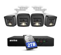 ANNKE 2 Way Audio 3K PoE CCTV Camera System Outdoor, 4x Wired Bullet Security IP Camera with Spotlights, Human/Vehicle Detection, 8CH 4K NVR 2TB HDD for 24/7 Audio Recording, Color Night Vision, IP67