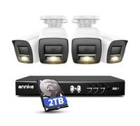 ANNKE 2-Way Audio 8CH DVR 3K Security Camera System, 4X 3K CCTV White Wired Cams with Color Night Vision, AI Motion Detection, Smart Search, IP67, 2TB HDD for Surveillance