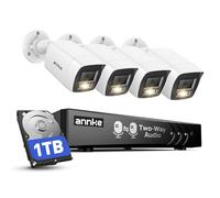 ANNKE 2-Way Audio 8CH DVR 3K Security Camera System, 4X 5MP CCTV White Wired Cams with Color Night Vision, AI Motion Detection, Smart Search, IP67, 1TB HDD for Surveillance