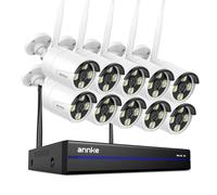 ANNKE 2K 16CH Wireless CCTV Camera System, 10pcs 3MP Metal Security Camera Outdoor with Color Night Vision, 5G & 2.4G WiFi, Two Way Audio, Human Detection, Alarm Lights, 24/7 Recording, IP67, NO HDD