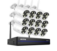 ANNKE 2K 16CH Wireless CCTV Camera System, 12pcs 3MP Metal Security Camera Outdoor with Color Night Vision, 5G & 2.4G WiFi, Two Way Audio, Human Detection, Alarm Lights, 24/7 Recording, IP67, NO HDD