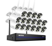 ANNKE 2K 16CH Wireless CCTV Camera System, 16pcs 3MP Metal Security Camera Outdoor with Color Night Vision, 5G & 2.4G WiFi, Two Way Audio, Human Detection, Alarm Lights, 24/7 Recording, IP67, NO HDD