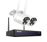 ANNKE 2K 16CH Wireless CCTV Camera System, 2pcs 3MP Metal Security Camera Outdoor with Color Night Vision, 5G & 2.4G WiFi, Two Way Audio, Human Detection, Alarm Lights, 24/7 Recording, IP67, NO HDD