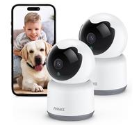 ANNKE 2K WiFi Security Camera Indoor, Dog Camera for Home, 360° Baby Monitor Camera with APP, Smart Motion Detection & Tracking, Night Vision, 2-Way Audio, Work with Alexa, 2 Pack