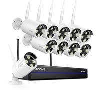ANNKE 3K 16CH Wireless CCTV Camera System, 10pcs 5MP Metal Security Camera Outdoor with Color Night Vision, 5G & 2.4G WiFi, Two Way Audio, Human Detection, Alarm Lights, 24/7 Recording, IP67, NO HDD