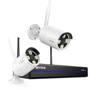 ANNKE 3K 16CH Wireless CCTV Camera System, 2pcs 5MP Metal Security Camera Outdoor with Color Night Vision, 5G & 2.4G WiFi, Two Way Audio, Human Detection, Alarm Lights, 24/7 Recording, IP67, NO HDD