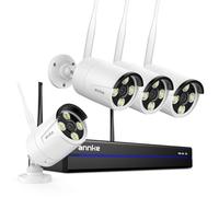 ANNKE 3K 16CH Wireless CCTV Camera System, 4pcs 5MP Metal Security Camera Outdoor with Color Night Vision, 5G & 2.4G WiFi, Two Way Audio, Human Detection, Alarm Lights, 24/7 Recording, IP67, NO HDD