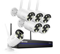 ANNKE 3K 16CH Wireless CCTV Camera System, 6pcs 5MP Metal Security Camera Outdoor with Color Night Vision, 5G & 2.4G WiFi, Two Way Audio, Human Detection, Alarm Lights, 24/7 Recording, IP67, NO HDD