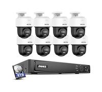 ANNKE 3K Security PoE NVR CCTV Camera System, 16 Channel 12MP H.265+ NVR with 8TB HDD, 8x 5MP Bullet-PTZ Cam with 345° Pan 80°Tilt, Two Way Talk, Colour Night Vision, AI Detection, 24/7 Recording