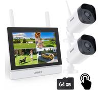 ANNKE 3K Wireless Security Camera System, 7" Touchscreen Monitor 4CH NVR CCTV System with 64GB SD Card, 2X 5MP Outdoor IP Cameras, 100ft Night Vision, Two-Way Audio, Motion Detection, Remote Access