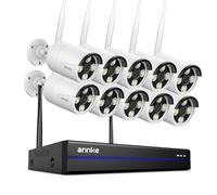 ANNKE 4K 16CH Wireless CCTV Camera System, 10pcs 8MP Metal Security Camera Outdoor with Color Night Vision, 5G & 2.4G WiFi, Two Way Audio, Human Detection, Alarm Lights, 24/7 Recording, IP67, NO HDD