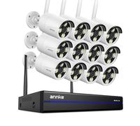 ANNKE 4K 16CH Wireless CCTV Camera System, 12pcs 8MP Metal Security Camera Outdoor with Color Night Vision, 5G & 2.4G WiFi, Two Way Audio, Human Detection, Alarm Lights, 24/7 Recording, IP67, NO HDD