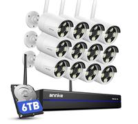 ANNKE 4K 16CH Wireless CCTV Camera System, 12pcs 8MP Metal Security Camera Outdoor with Color Night Vision, 6TB HDD for 24/7 Recording, 5G & 2.4G WiFi, Two Way Audio, Human Detection, Alarm Lights