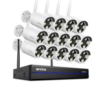 ANNKE 4K 16CH Wireless CCTV Camera System, 14pcs 8MP Metal Security Camera Outdoor with Color Night Vision, 5G & 2.4G WiFi, Two Way Audio, Human Detection, Alarm Lights, 24/7 Recording, IP67, NO HDD