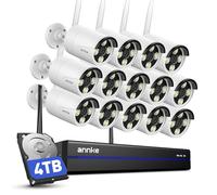 ANNKE 4K 16CH Wireless CCTV Camera System, 14pcs 8MP Metal Security Camera Outdoor with Color Night Vision, 4TB HDD for 24/7 Recording, 5G & 2.4G WiFi, Two Way Audio, Human Detection, Alarm Lights