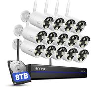 ANNKE 4K 16CH Wireless CCTV Camera System, 14pcs 8MP Metal Security Camera Outdoor with Color Night Vision, 8TB HDD for 24/7 Recording, 5G & 2.4G WiFi, Two Way Audio, Human Detection, Alarm Lights