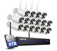 ANNKE 4K 16CH Wireless CCTV Camera System, 16pcs 8MP Metal Security Camera Outdoor with Color Night Vision, 8TB HDD for 24/7 Recording, 5G & 2.4G WiFi, Two Way Audio, Human Detection, Alarm Lights