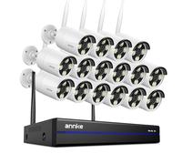 ANNKE 4K 16CH Wireless CCTV Camera System, 16pcs 8MP Metal Security Camera Outdoor with Color Night Vision, 5G & 2.4G WiFi, Two Way Audio, Human Detection, Alarm Lights, 24/7 Recording, IP67, NO HDD