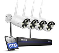 ANNKE 4K 16CH Wireless CCTV Camera System, 4pcs 8MP Metal Security Camera Outdoor with Color Night Vision, 8TB HDD for 24/7 Recording, 5G & 2.4G WiFi, Two Way Audio, Human Detection, Alarm Lights