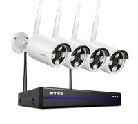 ANNKE 4K 16CH Wireless CCTV Camera System, 4pcs 8MP Metal Security Camera Outdoor with Color Night Vision, 5G & 2.4G WiFi, Two Way Audio, Human Detection, Alarm Lights, 24/7 Recording, IP67, NO HDD