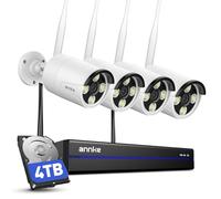 ANNKE 4K 16CH Wireless CCTV Camera System, 4pcs 8MP Metal Security Camera Outdoor with Color Night Vision, 4TB HDD for 24/7 Recording, 5G & 2.4G WiFi, Two Way Audio, Human Detection, Alarm Lights