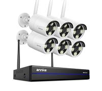 ANNKE 4K 16CH Wireless CCTV Camera System, 6pcs 8MP Metal Security Camera Outdoor with Color Night Vision, 5G & 2.4G WiFi, Two Way Audio, Human Detection, Alarm Lights, 24/7 Recording, IP67, NO HDD