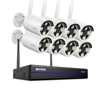 ANNKE 4K 16CH Wireless CCTV Camera System, 8pcs 8MP Metal Security Camera Outdoor with Color Night Vision, 5G & 2.4G WiFi, Two Way Audio, Human Detection, Alarm Lights, 24/7 Recording, IP67, NO HDD