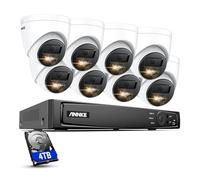 ANNKE 4K PoE Outdoor CCTV Camera System, H.265+ 16CH 12MP NVR with 4TB HDD Continuous Recording, 8X 4K Dome IP Security Cameras with Person/Vehicle Detection, Colour Night Vision