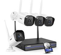 ANNKE 5MP Wireless CCTV Camera System, 10 Channel 5MP Wifi NVR with 4 x 5MP IP Cameras, Smart Human Detection, Work with Alexa, Two Way Audio, Weatherproof IP67, 2TB HDD Included (2MP)