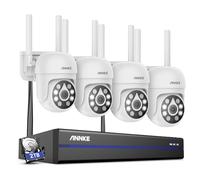 ANNKE 5MP Wireless CCTV Camera System, 10 Channel 5MP Wireless NVR with 2Pcs 5MP PT 4XPT Surveillance Cameras, Smart Human Detection, 2-Way Audio Colour Night Vision IP67 Work with Alexa,2TB HDD