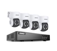 ANNKE 8 Channel H.265+ DVR CCTV Security Camera System, 4 PT Cameras, Human/Vehicle Detection, Color Night Vision, IP65, 24/7 Recording, 8TB Hard Drive